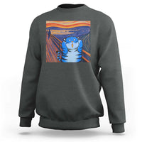 Blue Tiger Scream Sweatshirt Cute Animal Anime Demon Aesthetic Painting - Wonder Print Shop