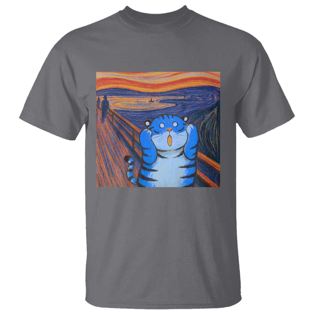Blue Tiger Scream T Shirt Cute Animal Anime Demon Aesthetic Painting - Wonder Print Shop