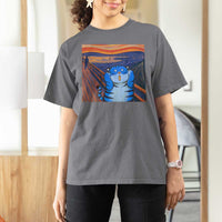 Blue Tiger Scream T Shirt For Women Cute Animal Anime Demon Aesthetic Painting - Wonder Print Shop