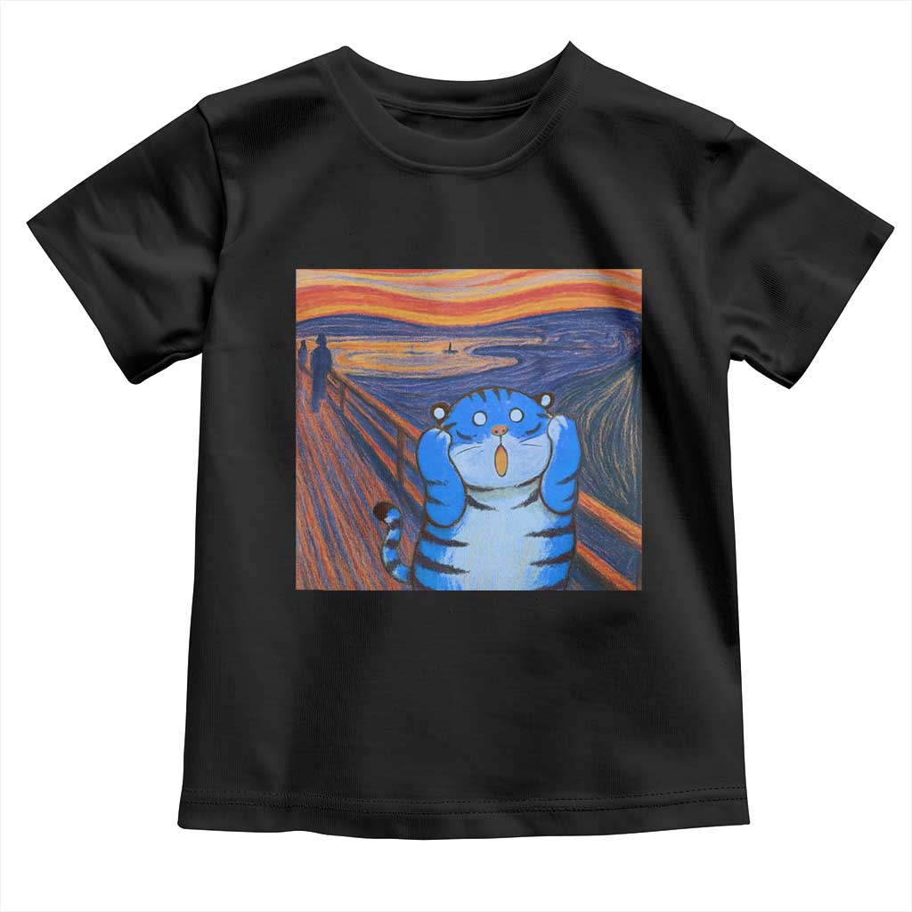Blue Tiger Scream Toddler T Shirt Cute Animal Anime Demon Aesthetic Painting - Wonder Print Shop