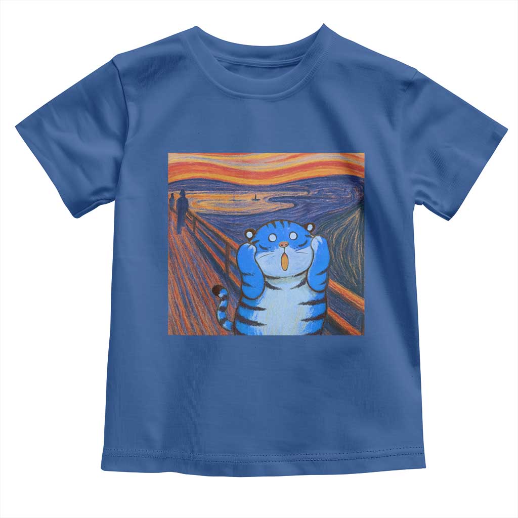 Blue Tiger Scream Toddler T Shirt Cute Animal Anime Demon Aesthetic Painting - Wonder Print Shop