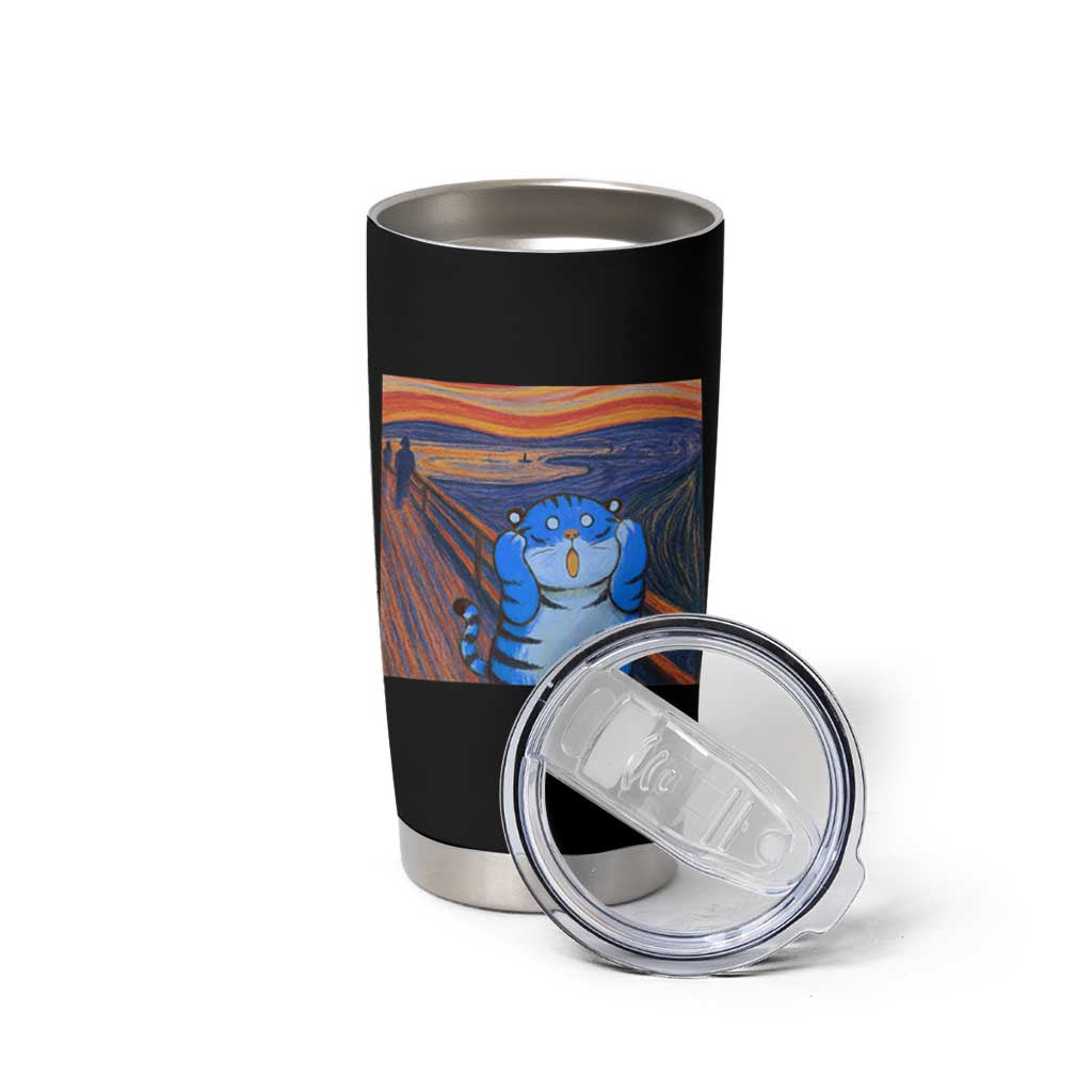 Blue Tiger Scream Tumbler Cup Cute Animal Anime Demon Aesthetic Painting - Wonder Print Shop