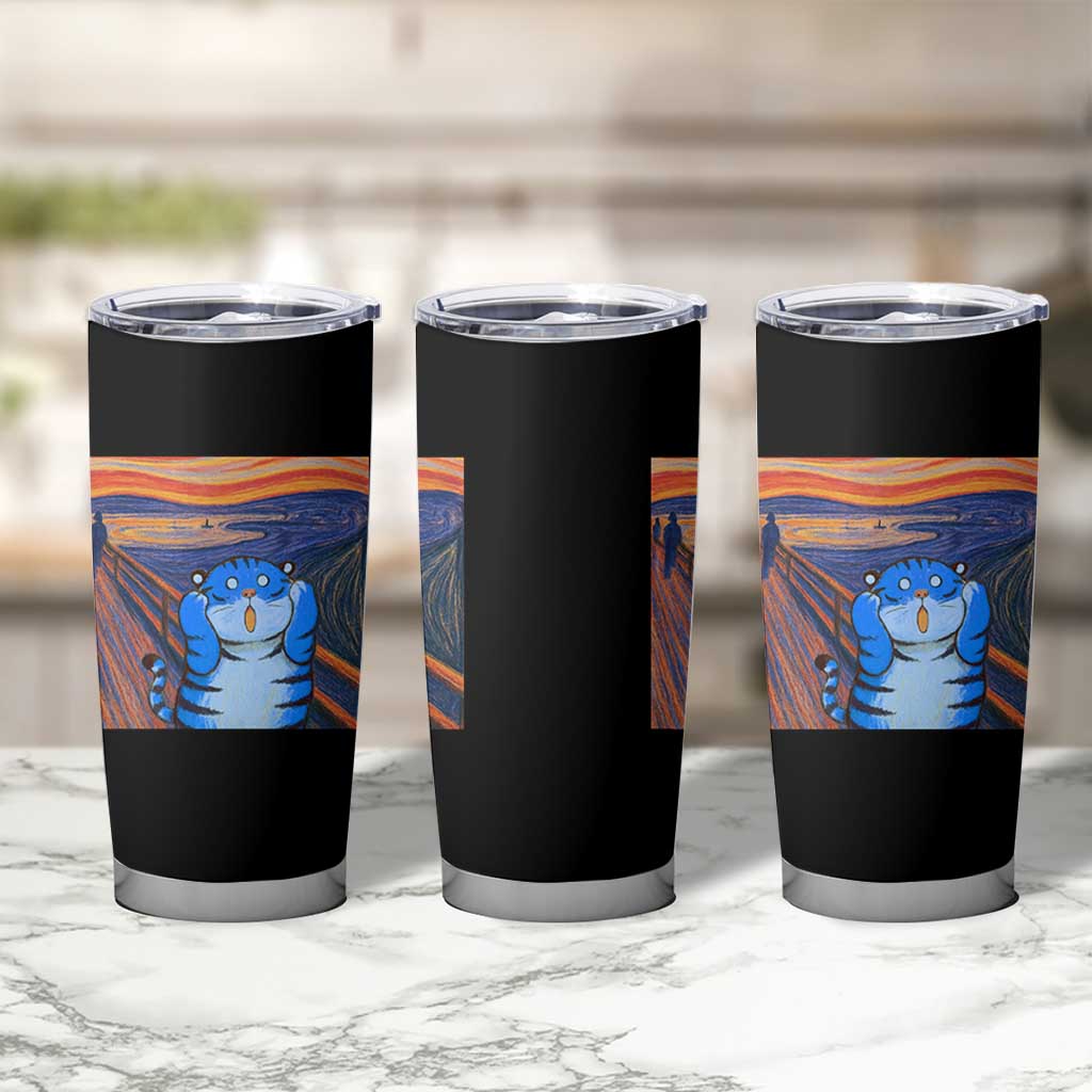 Blue Tiger Scream Tumbler Cup Cute Animal Anime Demon Aesthetic Painting - Wonder Print Shop