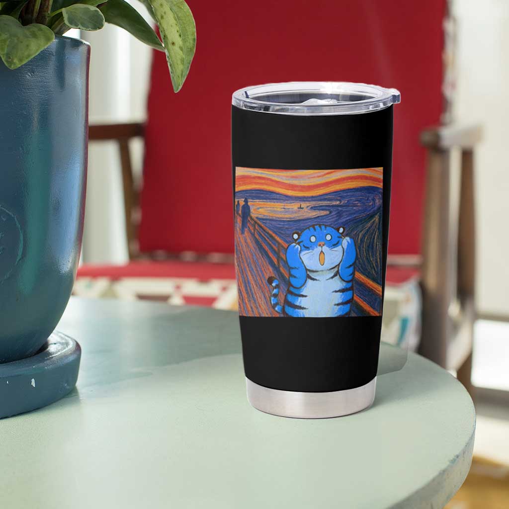 Blue Tiger Scream Tumbler Cup Cute Animal Anime Demon Aesthetic Painting - Wonder Print Shop