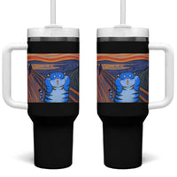 Blue Tiger Scream Tumbler With Handle Cute Animal Anime Demon Aesthetic Painting - Wonder Print Shop