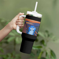 Blue Tiger Scream Tumbler With Handle Cute Animal Anime Demon Aesthetic Painting - Wonder Print Shop