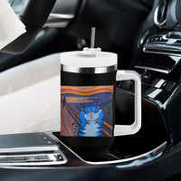 Blue Tiger Scream Tumbler With Handle Cute Animal Anime Demon Aesthetic Painting - Wonder Print Shop