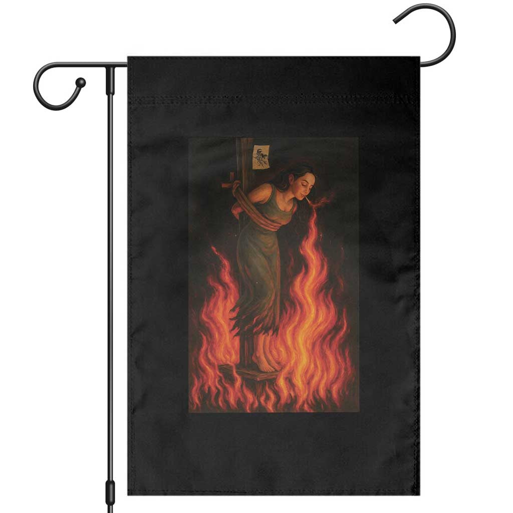 Funny Halloween Witch Garden Flag Witch Lighting Cigarette With Flames Occult Unholy - Wonder Print Shop