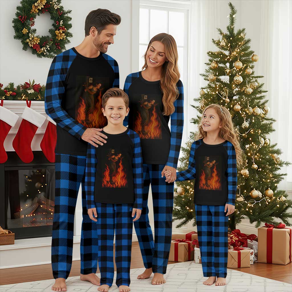 Funny Halloween Witch Plaid Pajama Set Witch Lighting Cigarette With Flames Occult Unholy - Wonder Print Shop