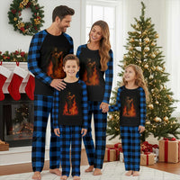 Funny Halloween Witch Plaid Pajama Set Witch Lighting Cigarette With Flames Occult Unholy - Wonder Print Shop