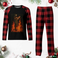 Funny Halloween Witch Plaid Pajama Set Witch Lighting Cigarette With Flames Occult Unholy - Wonder Print Shop