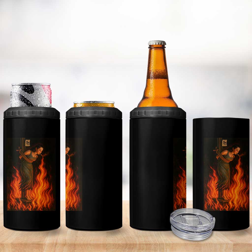 Funny Halloween Witch 4 in 1 Can Cooler Tumbler Witch Lighting Cigarette With Flames Occult Unholy - Wonder Print Shop