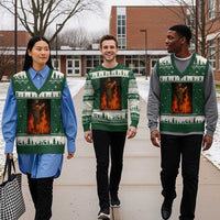 Funny Halloween Witch V-Neck Knit Sweater Vest Witch Lighting Cigarette With Flames Occult Unholy - Wonder Print Shop