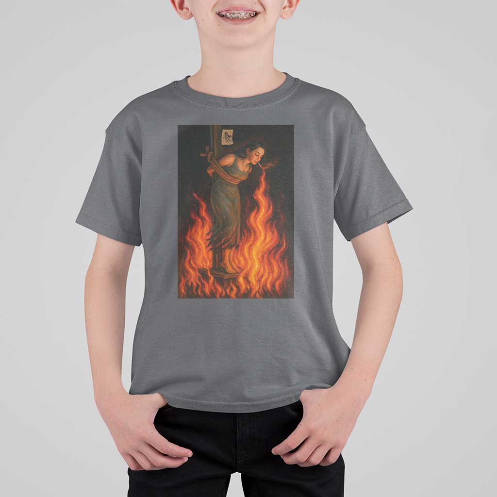 Funny Halloween Witch T Shirt For Kid Witch Lighting Cigarette With Flames Occult Unholy - Wonder Print Shop