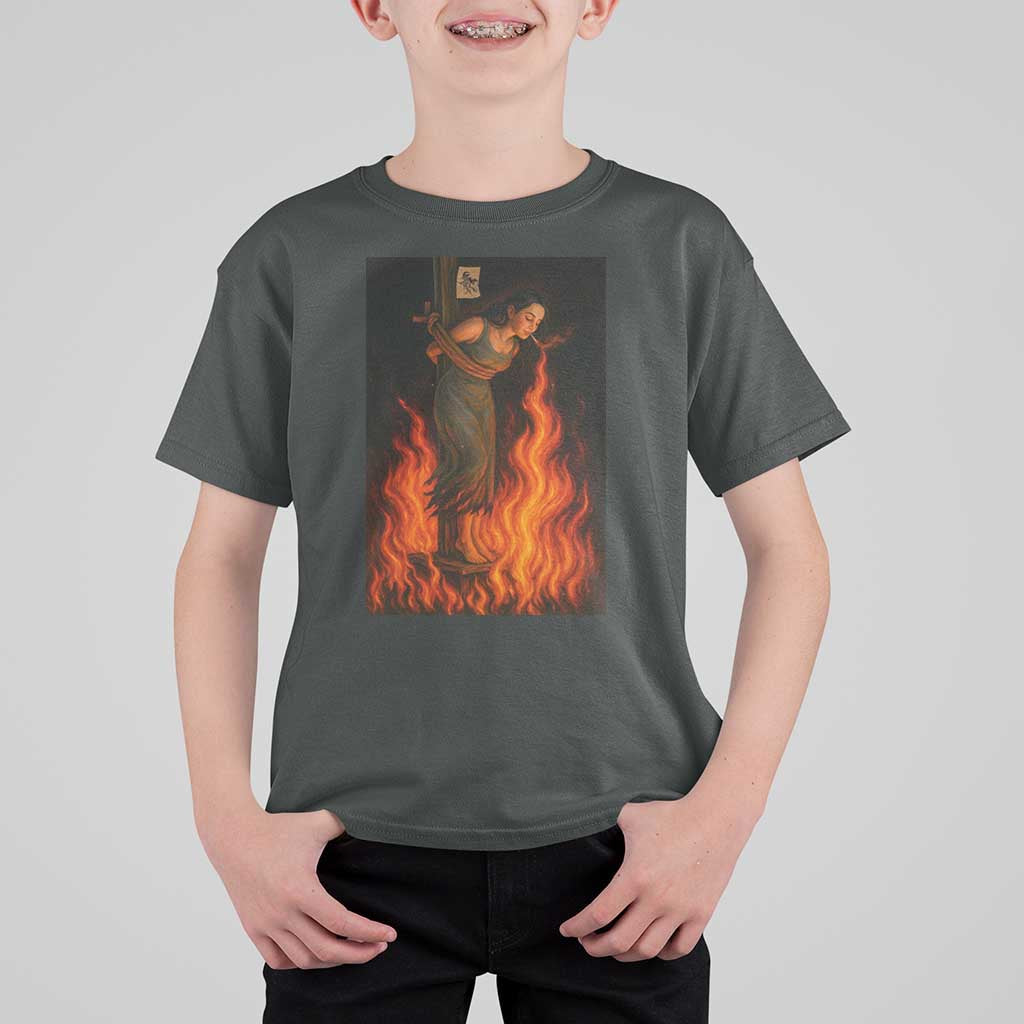 Funny Halloween Witch T Shirt For Kid Witch Lighting Cigarette With Flames Occult Unholy - Wonder Print Shop