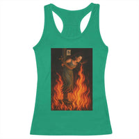 Funny Halloween Witch Racerback Tank Top Witch Lighting Cigarette With Flames Occult Unholy - Wonder Print Shop