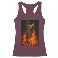 Funny Halloween Witch Racerback Tank Top Witch Lighting Cigarette With Flames Occult Unholy - Wonder Print Shop