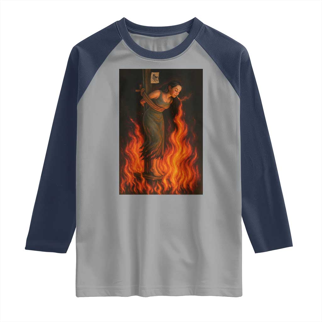 Funny Halloween Witch Raglan Shirt Witch Lighting Cigarette With Flames Occult Unholy - Wonder Print Shop