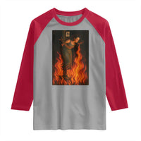 Funny Halloween Witch Raglan Shirt Witch Lighting Cigarette With Flames Occult Unholy - Wonder Print Shop