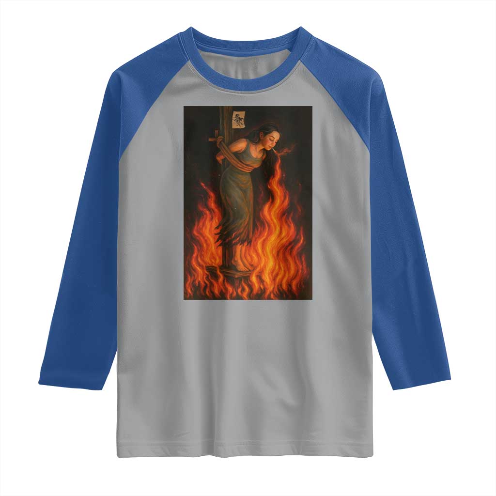 Funny Halloween Witch Raglan Shirt Witch Lighting Cigarette With Flames Occult Unholy - Wonder Print Shop