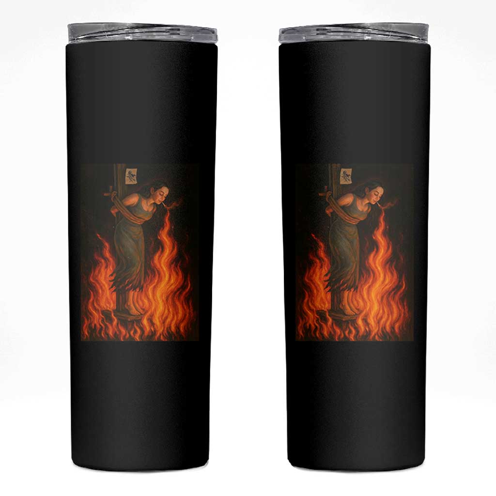 Funny Halloween Witch Skinny Tumbler Witch Lighting Cigarette With Flames Occult Unholy - Wonder Print Shop
