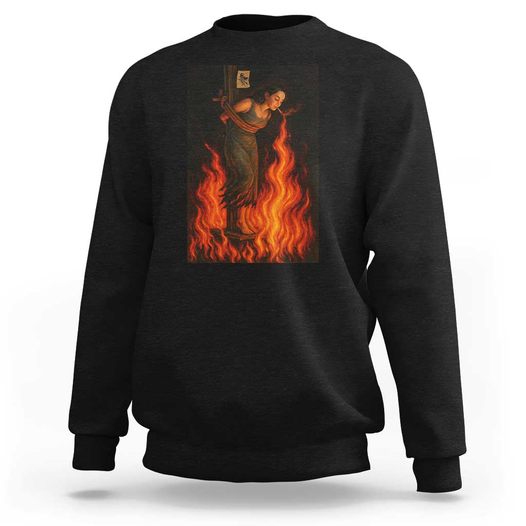 Funny Halloween Witch Sweatshirt Witch Lighting Cigarette With Flames Occult Unholy - Wonder Print Shop