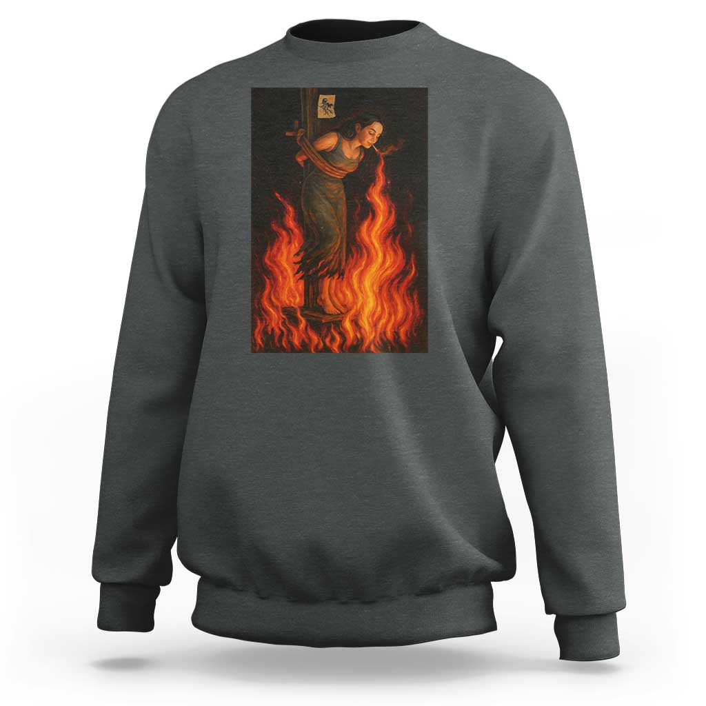 Funny Halloween Witch Sweatshirt Witch Lighting Cigarette With Flames Occult Unholy - Wonder Print Shop