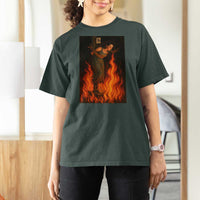 Funny Halloween Witch T Shirt For Women Witch Lighting Cigarette With Flames Occult Unholy - Wonder Print Shop