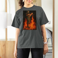 Funny Halloween Witch T Shirt For Women Witch Lighting Cigarette With Flames Occult Unholy - Wonder Print Shop