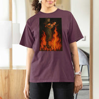 Funny Halloween Witch T Shirt For Women Witch Lighting Cigarette With Flames Occult Unholy - Wonder Print Shop