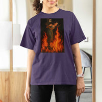 Funny Halloween Witch T Shirt For Women Witch Lighting Cigarette With Flames Occult Unholy - Wonder Print Shop