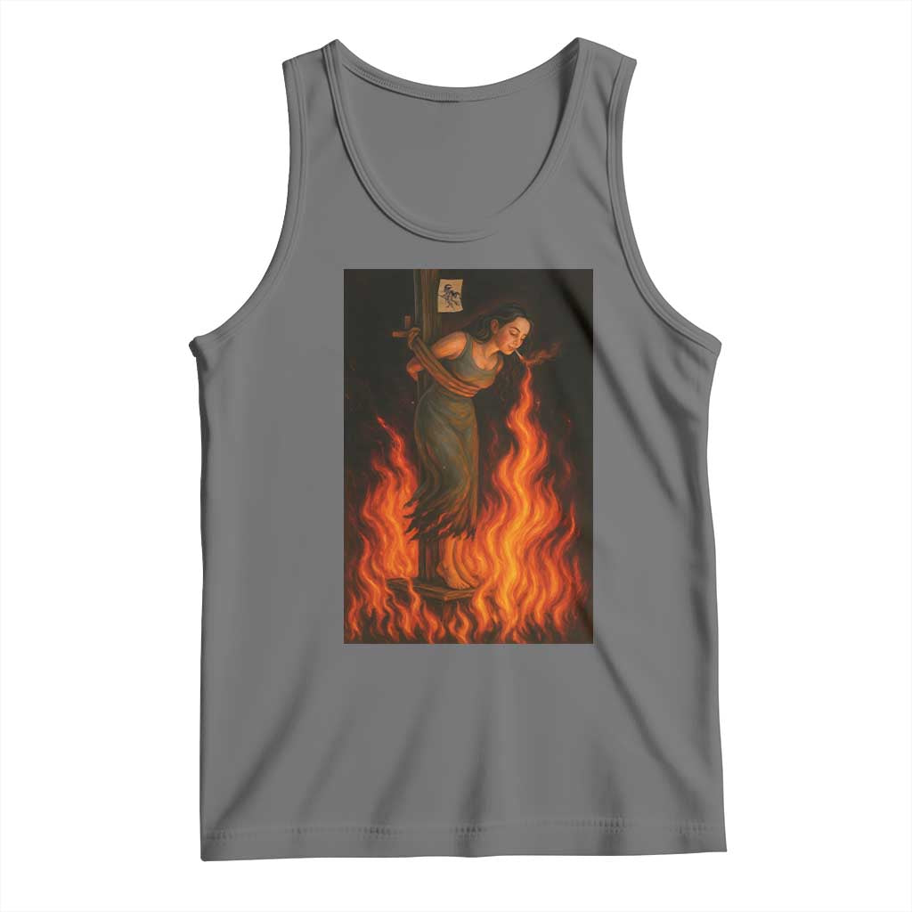 Funny Halloween Witch Tank Top Witch Lighting Cigarette With Flames Occult Unholy - Wonder Print Shop