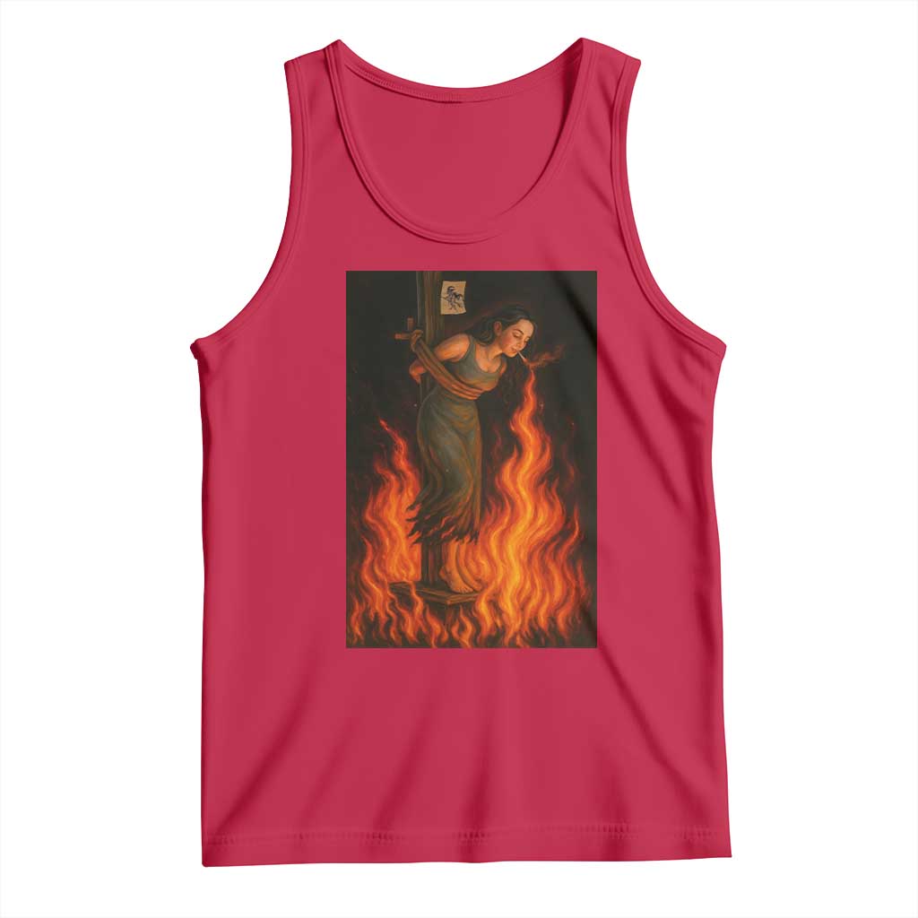 Funny Halloween Witch Tank Top Witch Lighting Cigarette With Flames Occult Unholy - Wonder Print Shop