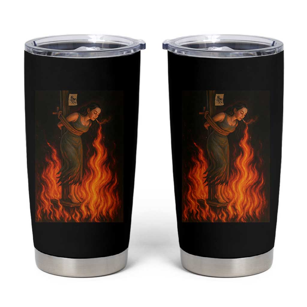 Funny Halloween Witch Tumbler Cup Witch Lighting Cigarette With Flames Occult Unholy - Wonder Print Shop