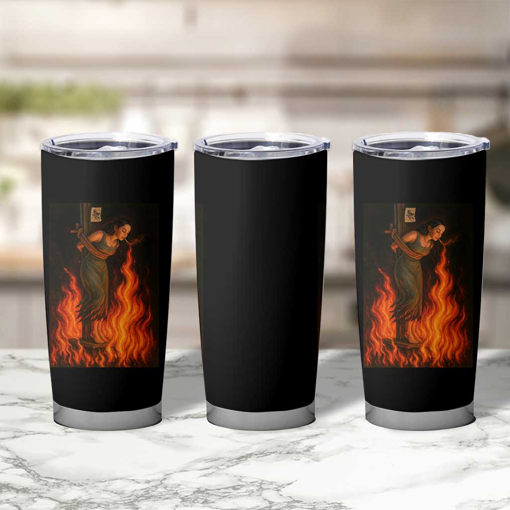 Funny Halloween Witch Tumbler Cup Witch Lighting Cigarette With Flames Occult Unholy - Wonder Print Shop