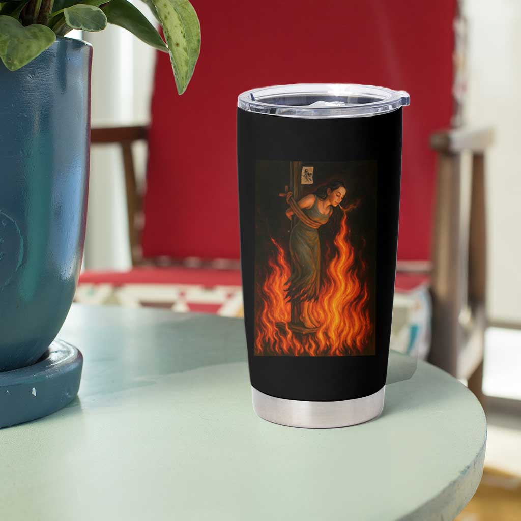 Funny Halloween Witch Tumbler Cup Witch Lighting Cigarette With Flames Occult Unholy - Wonder Print Shop