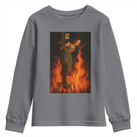 Funny Halloween Witch Youth Sweatshirt Witch Lighting Cigarette With Flames Occult Unholy - Wonder Print Shop