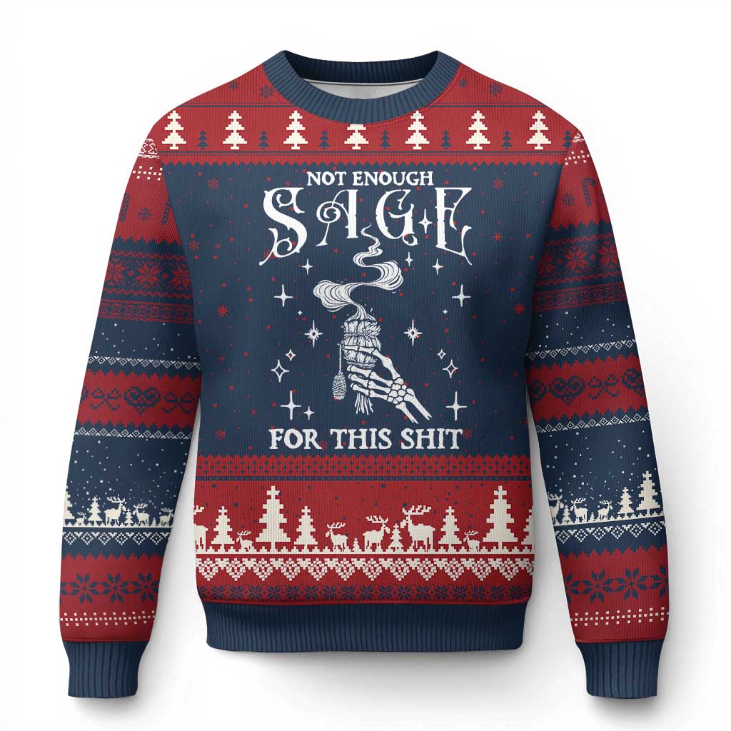 Vintage Witch Ugly Christmas Sweater Spooky Skeleton Witchcore Not Enough Sage For This Shit - Wonder Print Shop