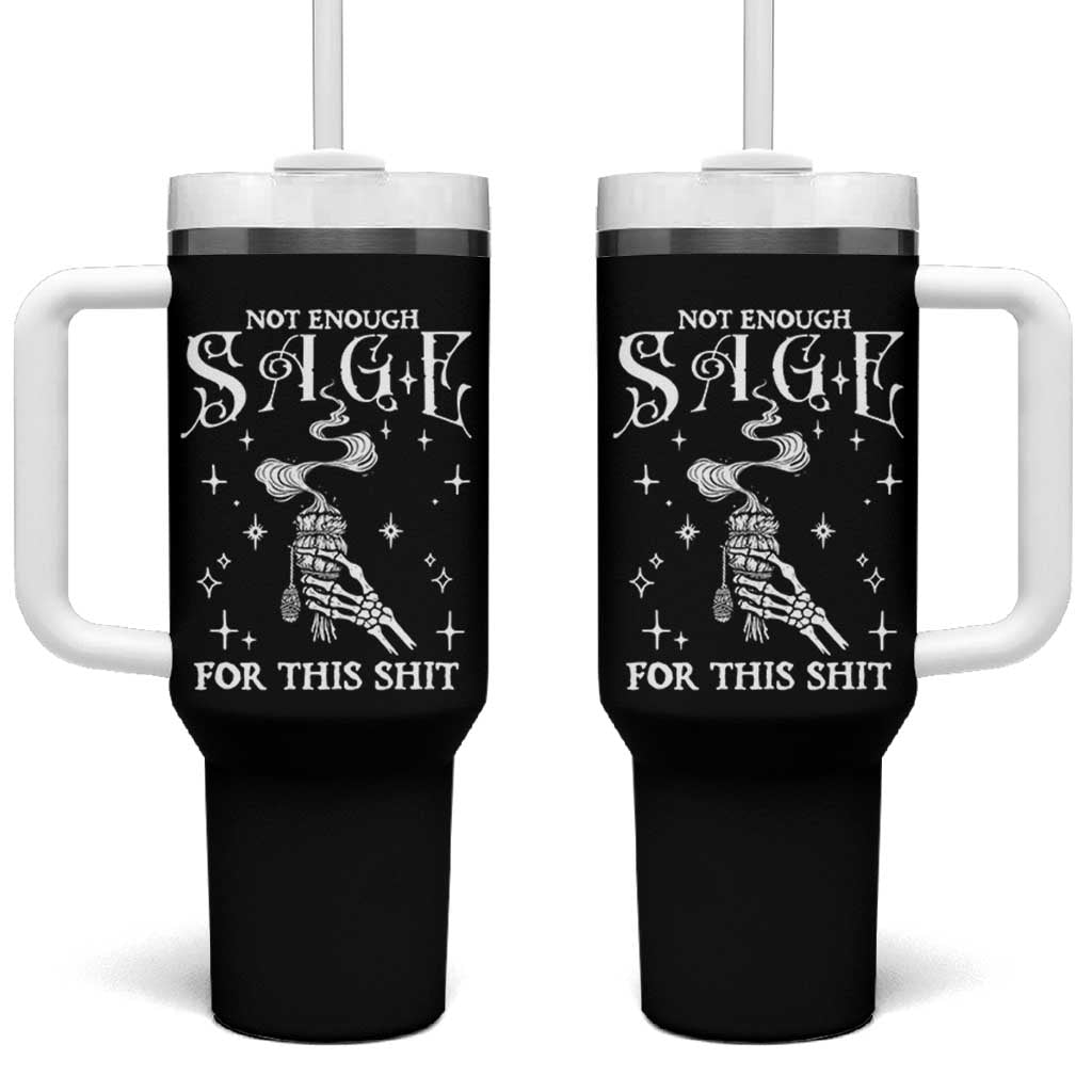 Vintage Witch Tumbler With Handle Spooky Skeleton Witchcore Not Enough Sage For This Shit - Wonder Print Shop