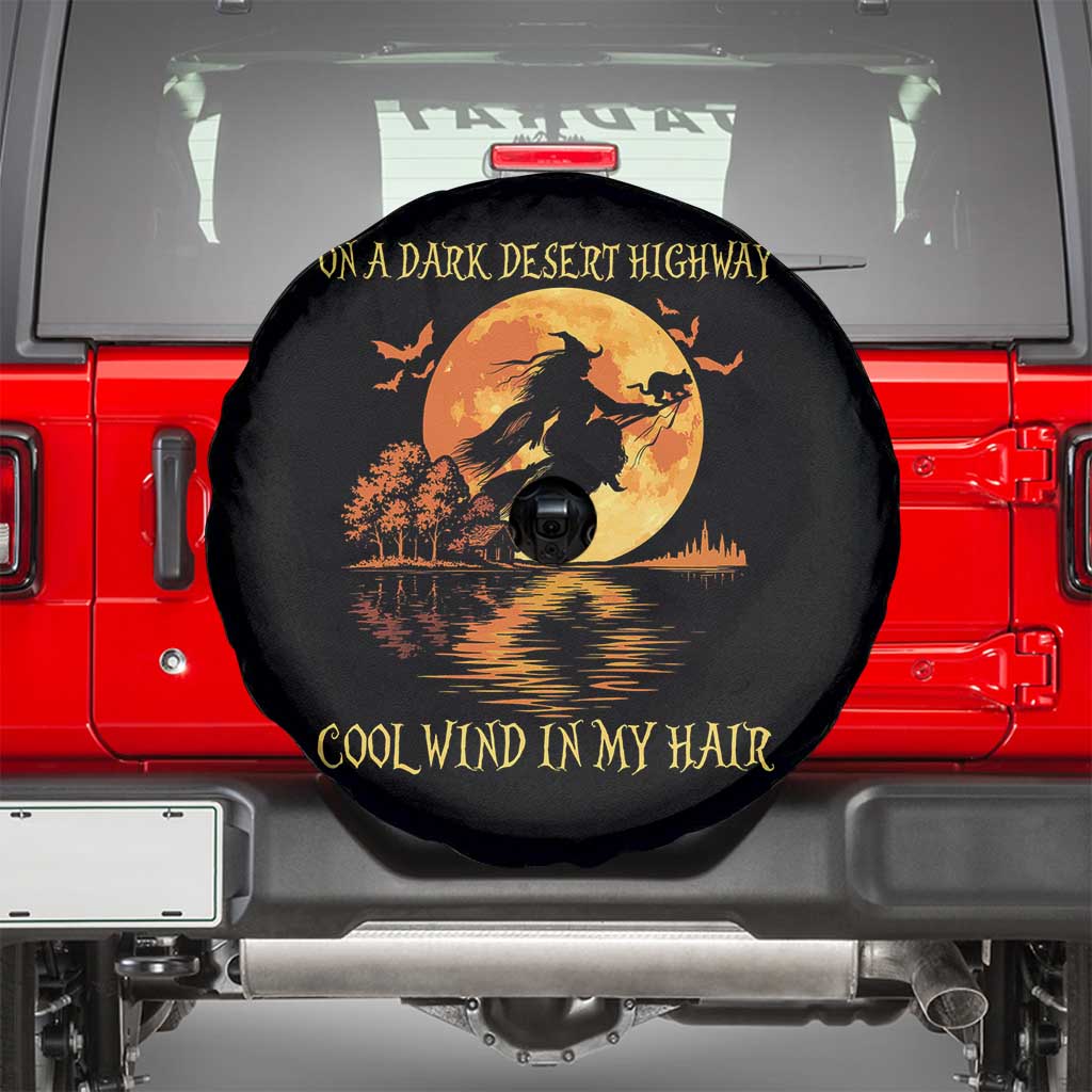 Funny Witch Spare Tire Cover On A Dark Desert Highway Cool Wind In My Hair - Wonder Print Shop