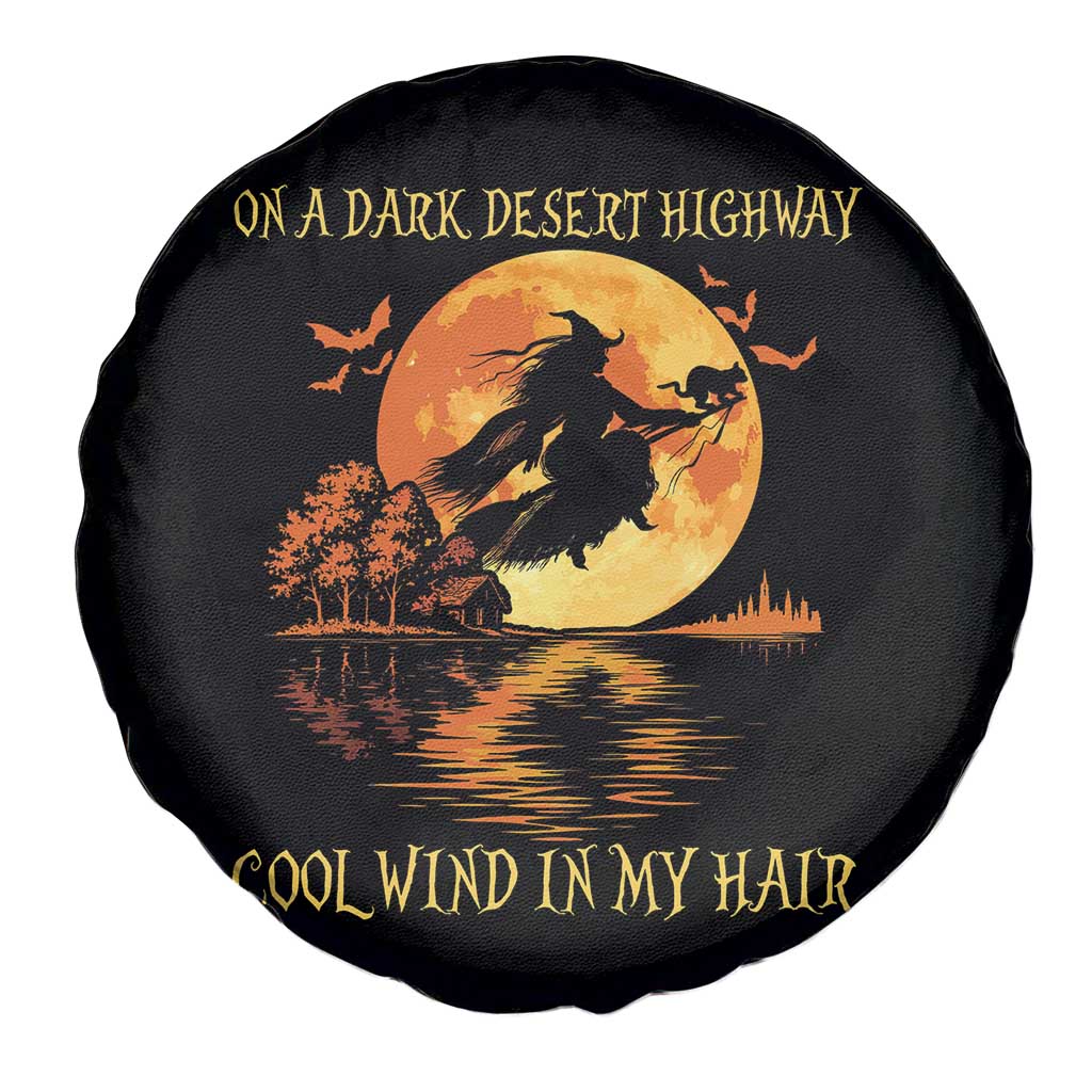 Funny Witch Spare Tire Cover On A Dark Desert Highway Cool Wind In My Hair - Wonder Print Shop