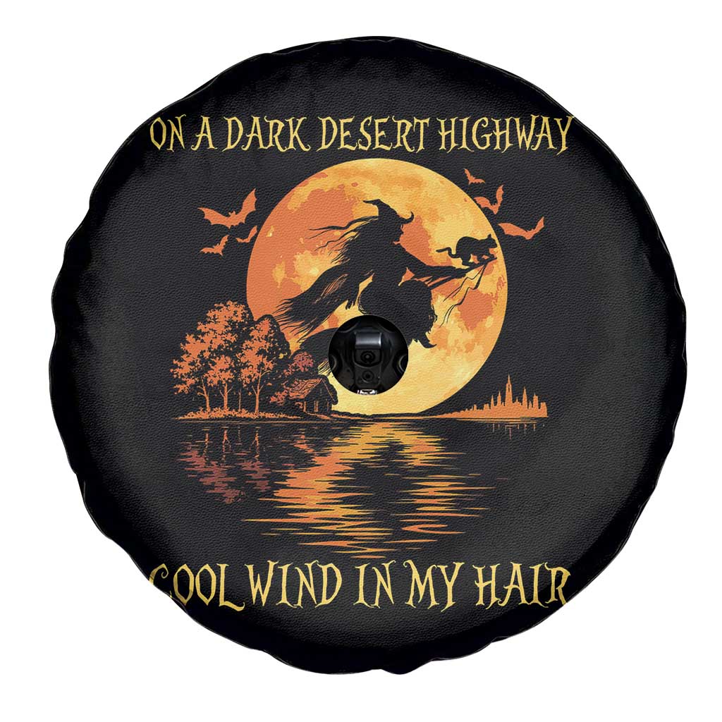 Funny Witch Spare Tire Cover On A Dark Desert Highway Cool Wind In My Hair - Wonder Print Shop