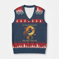 Funny Witch V-Neck Knit Sweater Vest On A Dark Desert Highway Cool Wind In My Hair - Wonder Print Shop