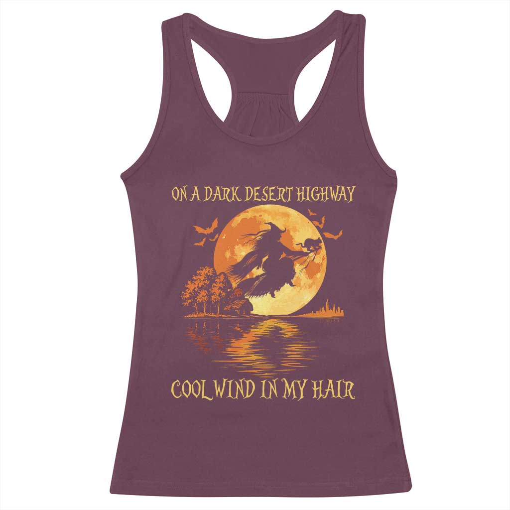 Funny Witch Racerback Tank Top On A Dark Desert Highway Cool Wind In My Hair - Wonder Print Shop