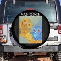 Van Gogh Kpop Fan Spare Tire Cover Blue Tiger Vintage Art Sunflower Cat