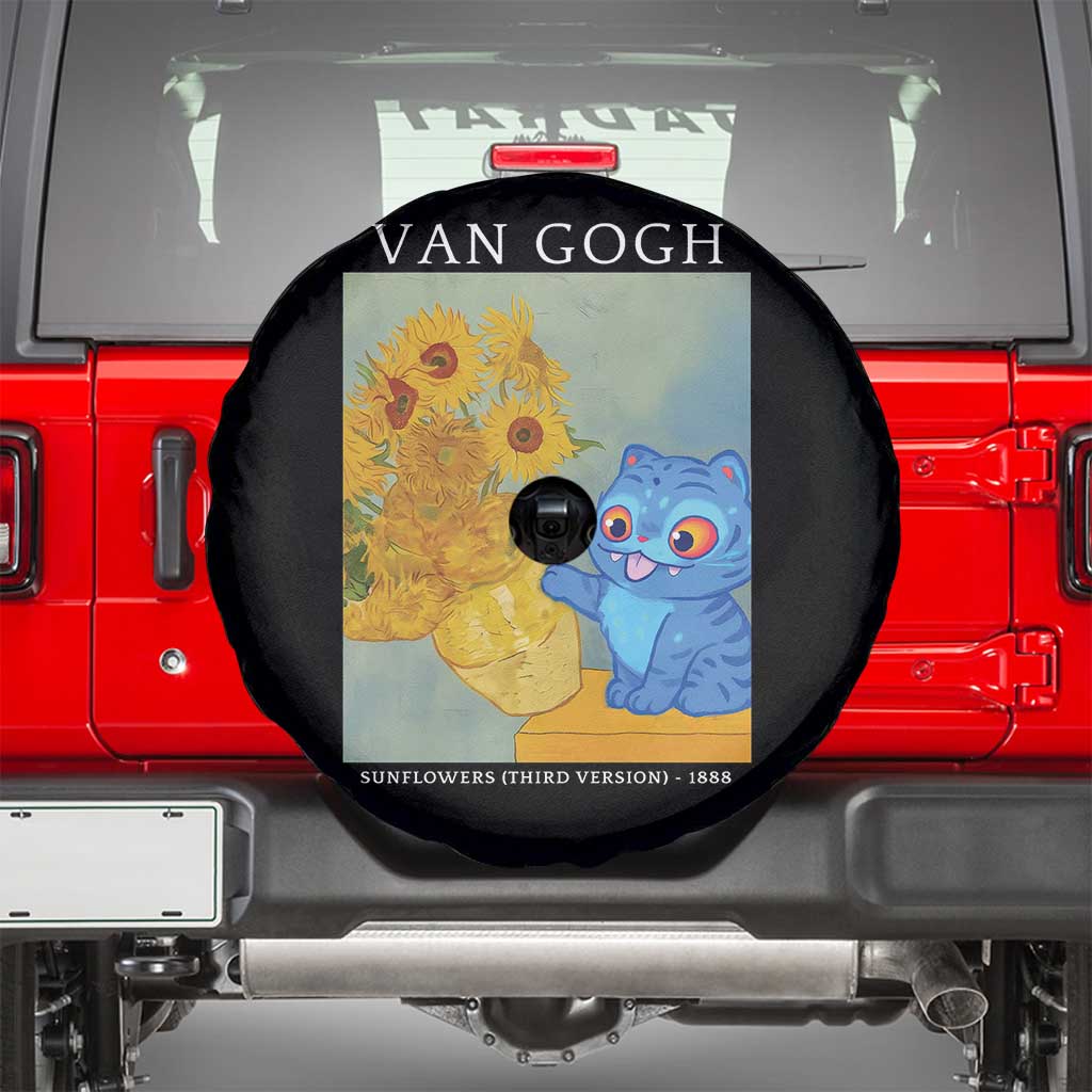 Van Gogh Kpop Fan Spare Tire Cover Blue Tiger Vintage Art Sunflower Cat