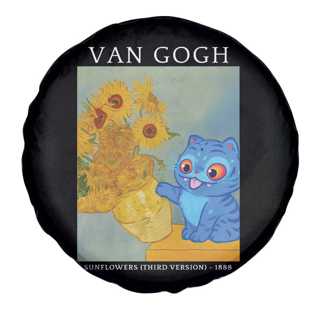 Van Gogh Kpop Fan Spare Tire Cover Blue Tiger Vintage Art Sunflower Cat