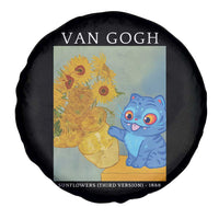 Van Gogh Kpop Fan Spare Tire Cover Blue Tiger Vintage Art Sunflower Cat
