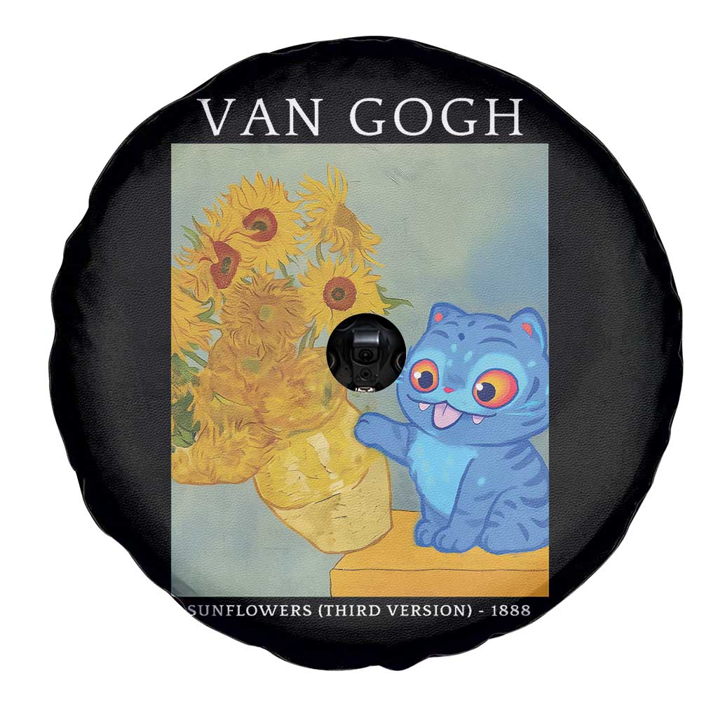 Van Gogh Kpop Fan Spare Tire Cover Blue Tiger Vintage Art Sunflower Cat