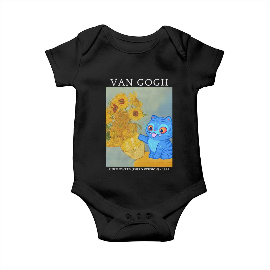 Van Gogh Kpop Fan Baby Onesie Blue Tiger Vintage Art Sunflower Cat